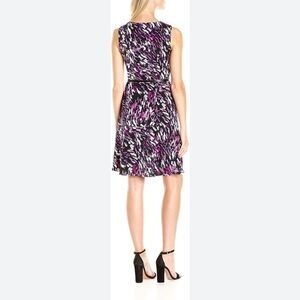 Connected Apparel Multicolor V-Neck knee length purple printed Dress size 6/8
